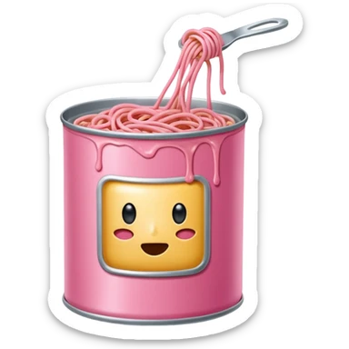 pink Spaghetti slop oozing out of a spam can sticker