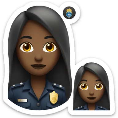 darkskin female police officer with long straight hair sticker