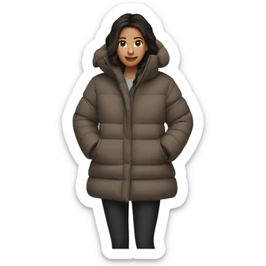 brunette in an oversized puffer coat sticker