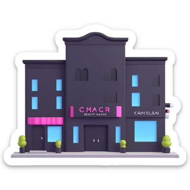 three beauty salon buildings connected by lines sticker