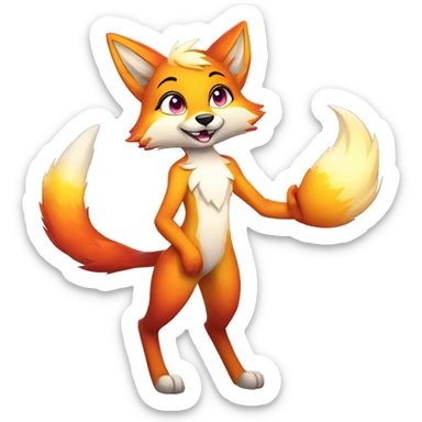 Colorful gradient-shiny-sparkle-fox anthropomorphic furry fursona full body sticker
