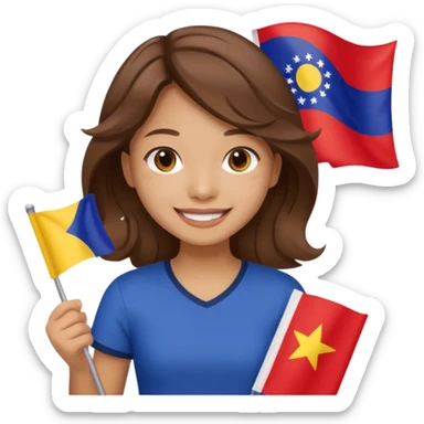white wavy brown hair girl pinoy flag sticker