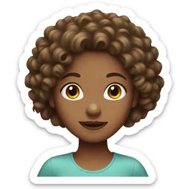 a girl with brown curly hair and mixed skin sticker