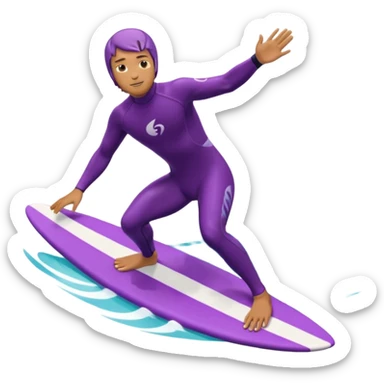 glitter surfer purple surf in wave ocean cian sticker