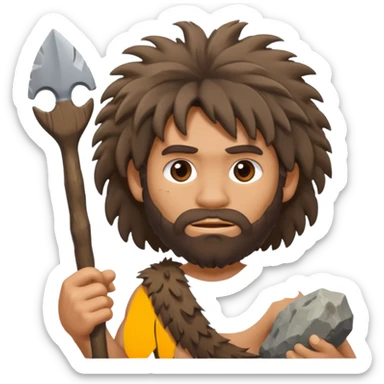 cartoon caveman with messy hair and a stone tool emoji sticker