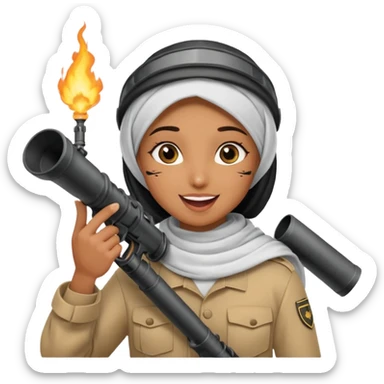 An emarati arab holding a bazooka while sending kisses sticker