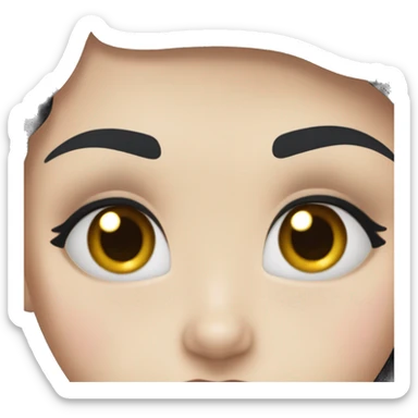 young woman with pale skin, blushed cheeks, big blue eyes, thin lips, black hair,long lashes,a bit eyeline sticker