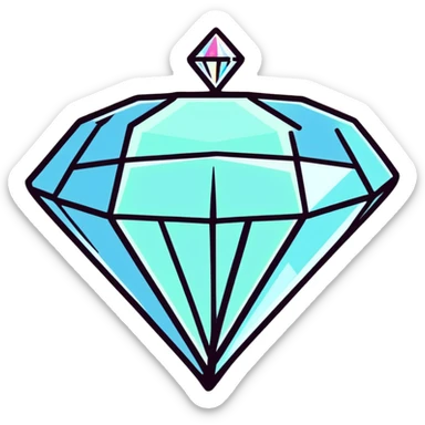 round cut white diamond with holographic shimmer sticker