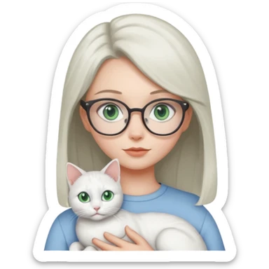 Deci .. fetița sa aibă ochii grii spre albastru ,pisica alba ochii verși ,iar a doua pisica ochii albaștrii fata ochelari  sticker