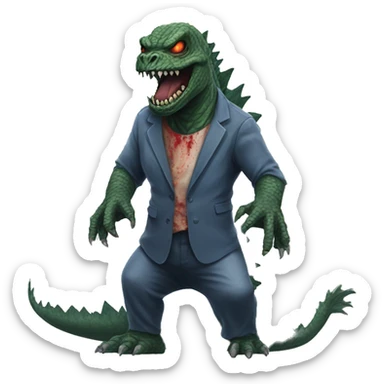 Godzilla dressed as a zombie  sticker