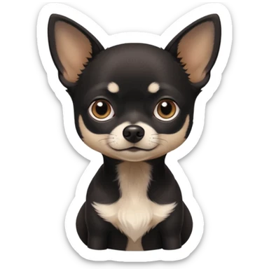 Very Dark black Chihuahua with white markings On the neck In Telegram style sticker