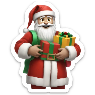 Hyper Realistic pale Santa holding his sack and presents  sticker