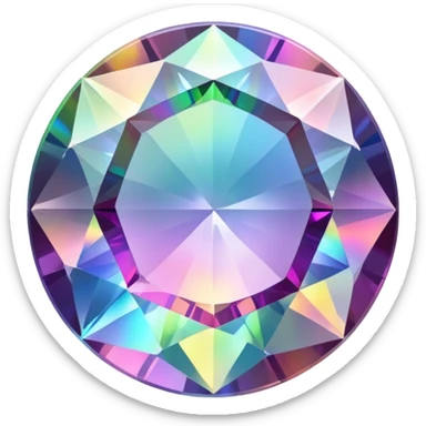 Round cut holographic mystic quartz gemstone with rainbow iridescence and sparkling facets sticker
