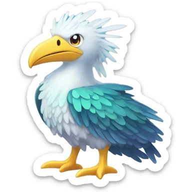 Wet dripping watery Cool Cute Fantasy legendary sea-bird ocean-water-type-Hydro-Phoenix-avian Fakemon full body sticker