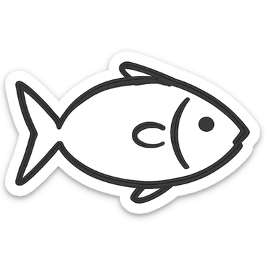 hand drawn outlined icon of a fish, no fill sticker
