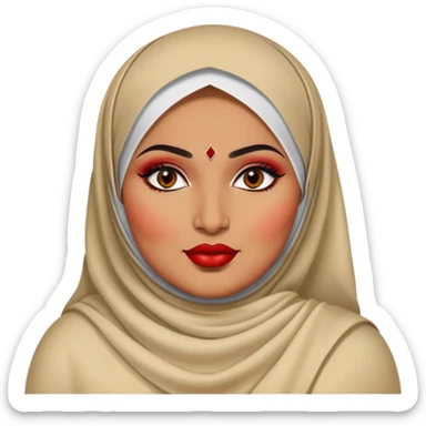 big plus size, desi clothes, desi hijab, baddie,pretty, makeup, bright red lipgloss, black eyeliner, sticker