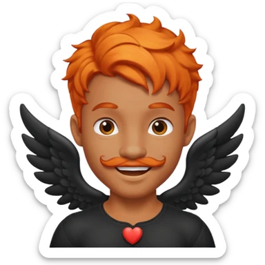 Black cupid with orange hair and mustache sticker