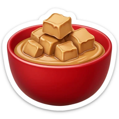 bowl with apple chunks with peanut butter sticker