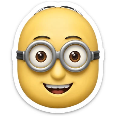 Minion emoji with a round head like normal emojis and a smurk 😏 sticker