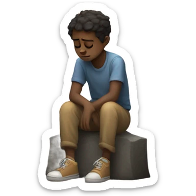 Sad boy sitting under the moonlight  sticker