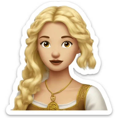 Blond hair beautiful girl with brown tarot gold cards sticker