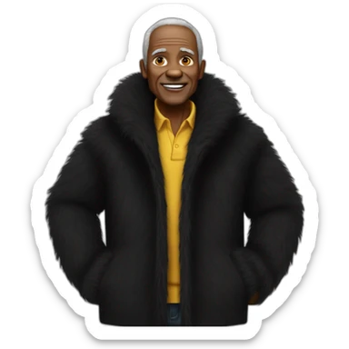 black Fur coat old yello man sticker