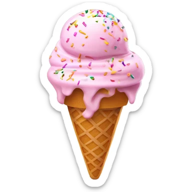 Pink ice cream in bowl with sprinkles on top sticker