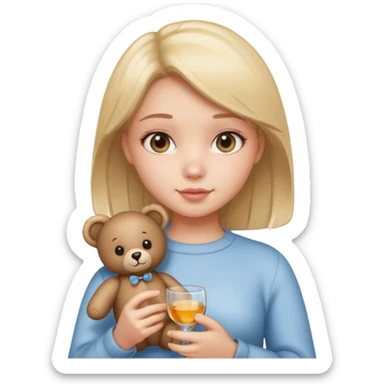 glass girl with single teddy bear sticker