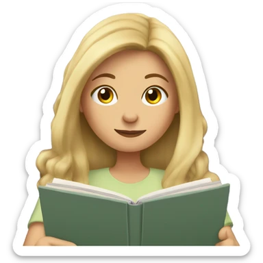 long hair white girl reading a book in cozy chair  sticker
