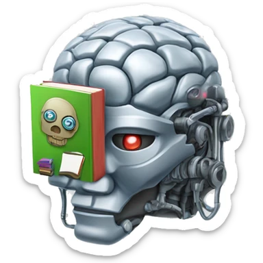 robot brain with a library inside the robot brain sticker