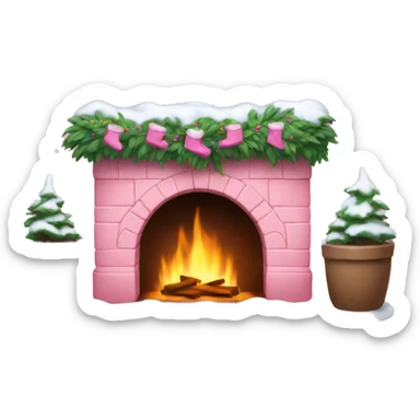 Winter Pink FirePlace, with snow on it sticker