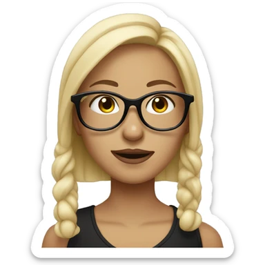 blonde girl with nose piercing and black glasses sticker
