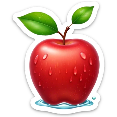 Cinematic Realistic Apple Emoji, Fresh and vibrant, with a crisp, red skin glistening with droplets of water. The smooth, shiny surface catches the light, while the green stem adds a natural touch. Soft glowing outline, capturing the essence of health, sweetness, and freshness in a crisp apple! sticker