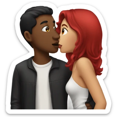 Cherry red girlfriend kissing black hair boyfriend  sticker