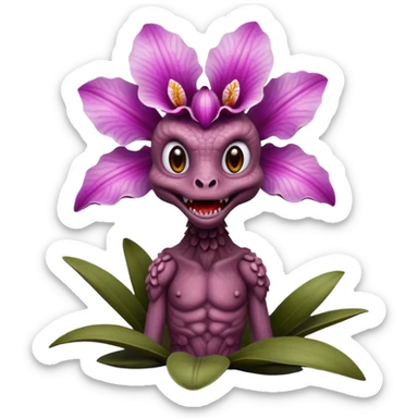 demogoron creature with natural and orchid like characteristics sticker