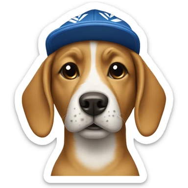A dog with a hat with the adidas logo on it  sticker