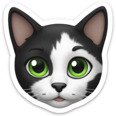 black-and-white cat with green eyes sticker