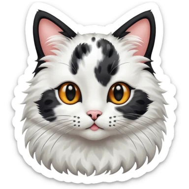 Cute cat black and white stain like a cow sticker
