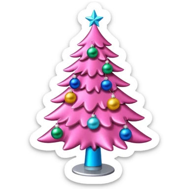 Pink Christmas tree sticker