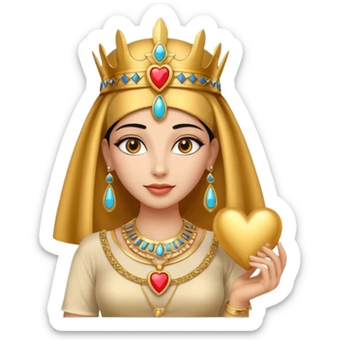 Queen of ancient Egypt holding heart  sticker