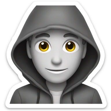 grayscale mysterious hooded boy in gloves sticker