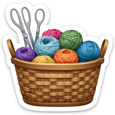A tidy basket with neatly arranged skeins and scissors. sticker