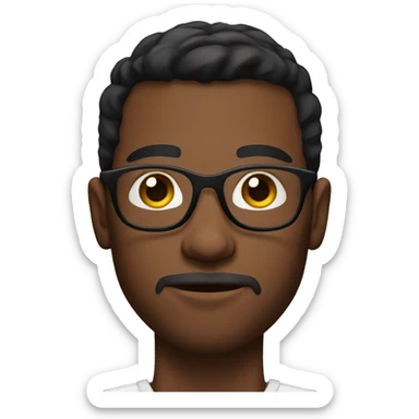 muscular young man with round glasses, dark skin and short beard sticker