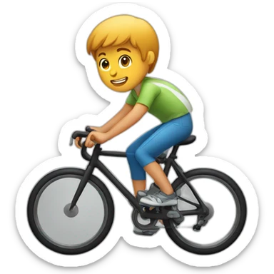 a boy riding road bike without helmet sticker