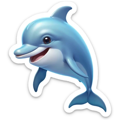 Cinematic Comical Dolphin Portrait Emoji, Head tilted dramatically with an exaggeratedly amused expression, featuring a smooth, dynamic body with wide, comically expressive eyes full of playful disbelief and a quirky, arched dorsal fin, Simplified yet hilariously expressive features, highly detailed, glowing with a slightly sassy oceanic glow, high shine, dramatic yet playful, stylized with an air of cheeky marine mischief, soft glowing outline, capturing the essence of a meme-worthy dolphin that looks ready to leap its way into viral fame! sticker