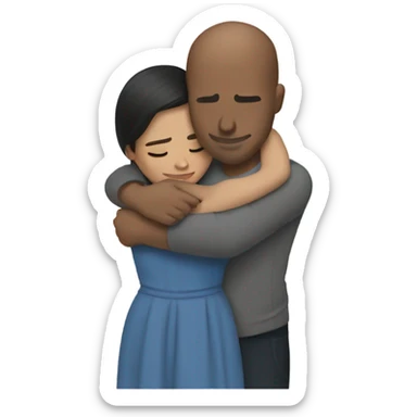 Comforting hug from brunette Puerto Rican to shorter bald male sticker