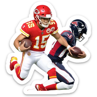 Patrick Mahomes being sacked by a Houston Texans player sticker