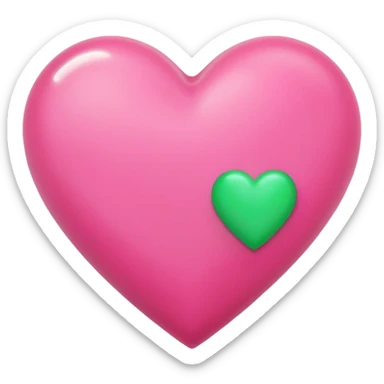 Pink heart with smaller green heart sticker
