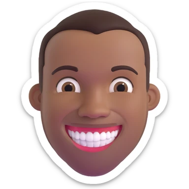 smiling black man with big teeth, standard male haircut, oval face, Rio de Janeiro theme, no glasses, carioca sticker