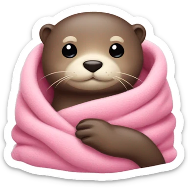 cozy otter in a pink blanket  sticker